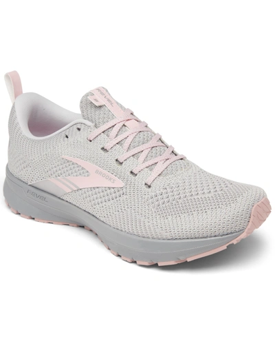 Shop Brooks Women's Revel 5 Running Sneakers From Finish Line In Oyster/lotus/metallic