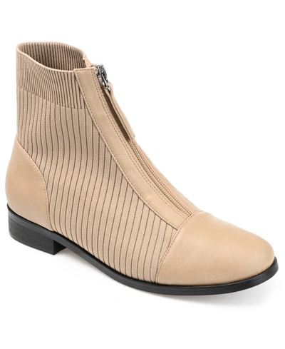 Journee Collection Bexlie Womens Faax Faux Leather Ankle Boots In Tan
