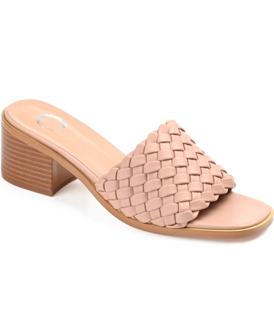 Shop Journee Collection Women's Fylicia Woven Block Heel Slide Sandals In Blush