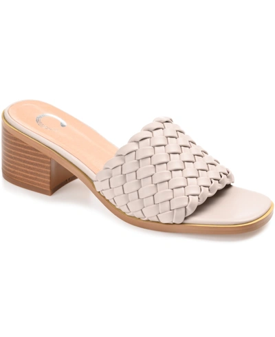 Shop Journee Collection Women's Fylicia Woven Block Heel Slide Sandals In Gray