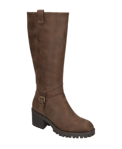 Shop Bella Vita Women's Lorielle Lug Sole Wide Calf Tall Boots In Brown