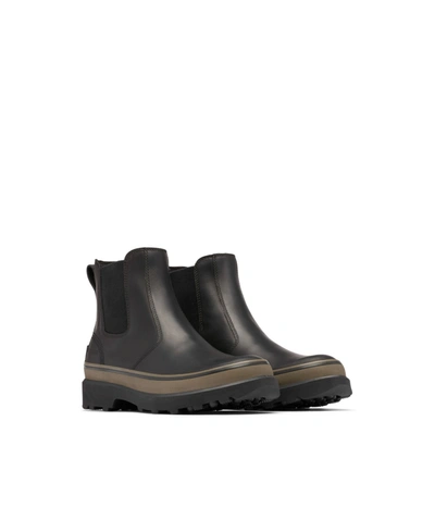 Shop Sorel Men's Caribou Chelsea Boot Men's Shoes In Black And Mud