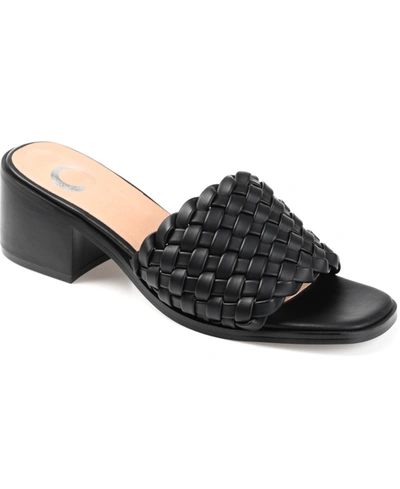 Shop Journee Collection Women's Fylicia Woven Block Heel Slide Sandals In Black