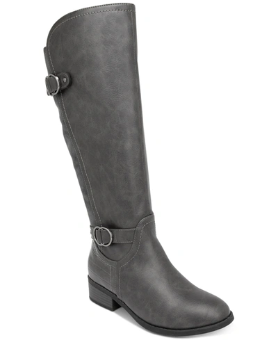 Shop Karen Scott Leandraa Extra Wide-calf Riding Boots, Created For Macy's In Grey