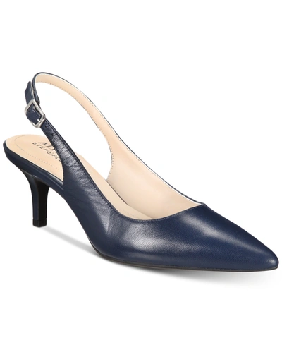 Alfani Women's Step 'n Flex Babbsy Pointed-toe Slingback Pumps, Created For Macy's  Women's Shoes In Navy Smooth | ModeSens