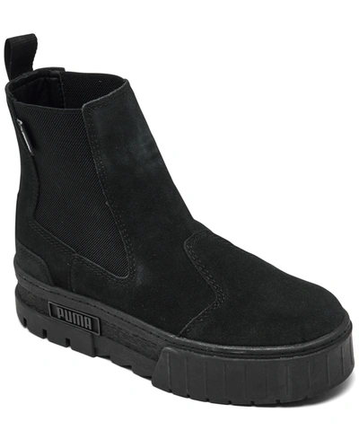 Shop Puma Women's Mayze Suede Chelsea Boots From Finish Line In Black
