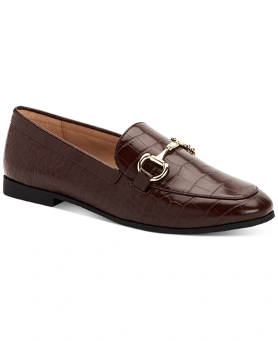 Shop Alfani Women's Gayle Loafers, Created For Macy's In Chocolate Croco Print