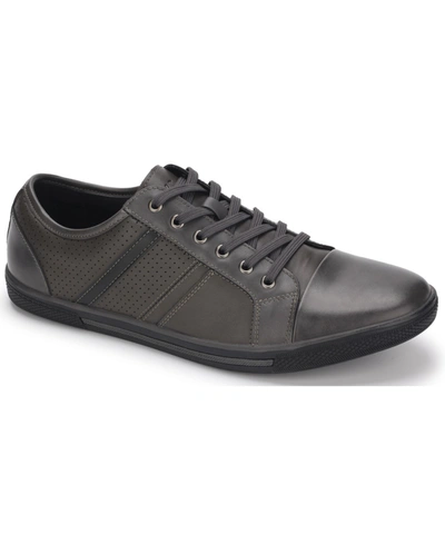 Shop Kenneth Cole Reaction Men's Center Low Top Sneakers Men's Shoes In Dark Gray