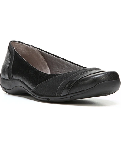 Lifestride Dig Snake Embossed Flat In Black Faux Leather