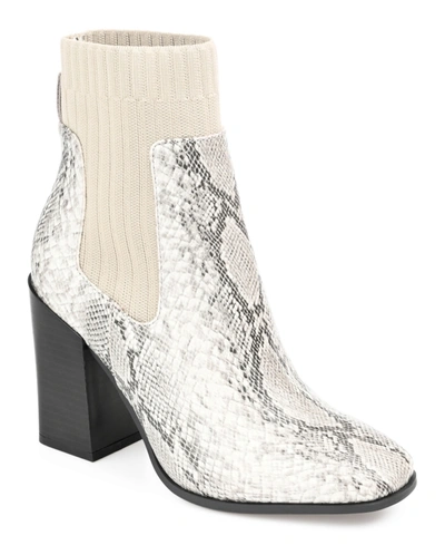 Journee Collection Women's Adalia Knit Block Heel Booties In Snake