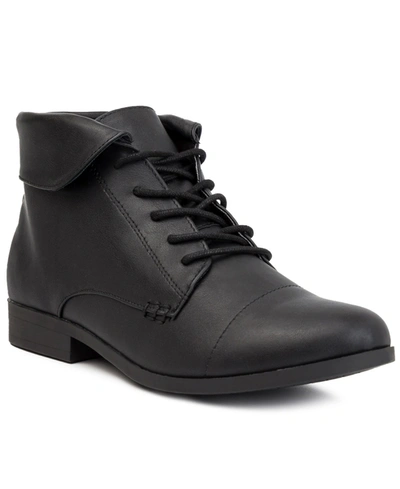 Shop London Fog Women's Clora Lace-up Bootie Women's Shoes In Black Smooth