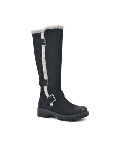 Cliffs By White Mountain Merritt Womens Faux Fur Lug Sole Knee-high Boots In Black