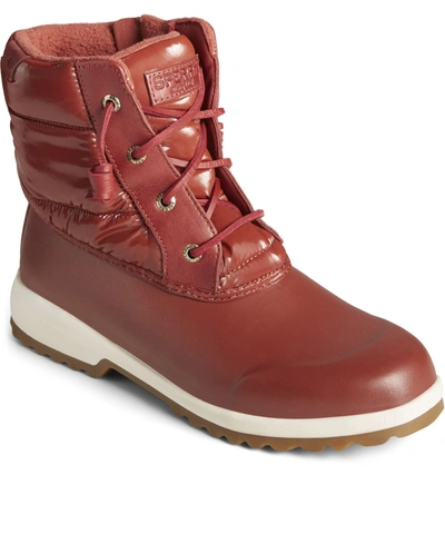 Shop Sperry Women's Maritime Repel Nylon High Shine Boots Women's Shoes In Red