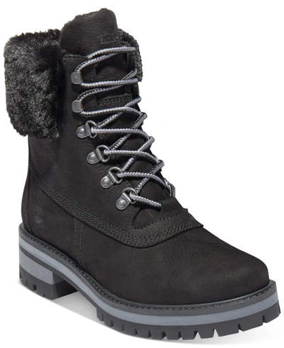 Shop Timberland Women's Courmayeur Valley 6" Faux Fur Waterproof Lug Sole Boots Women's Shoes In Black
