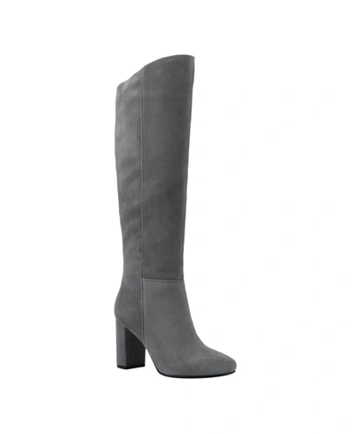 Shop Calvin Klein Women's Almay Tall Knee High Heeled Dress Boots Women's Shoes In Gray