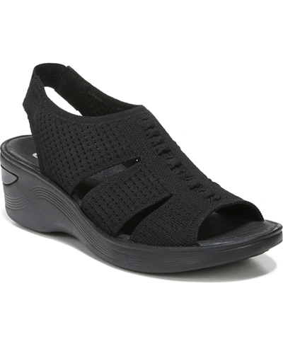 Shop Bzees Double Up Washable Wedge Slingbacks In Black Knit Fabric