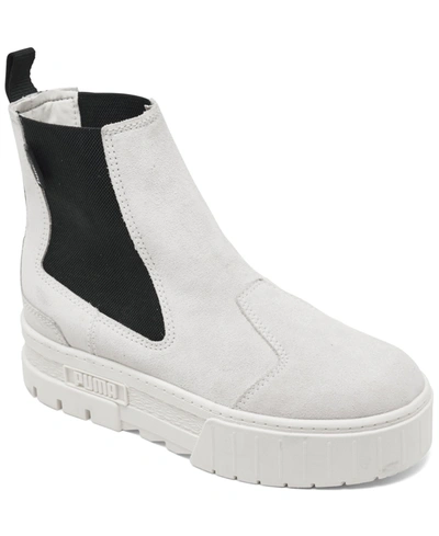 Shop Puma Women's Chelsea Suede Boots From Finish Line In White/black