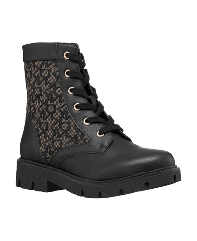 Shop Dkny Little Girls Sia Jaquard Boots In Black