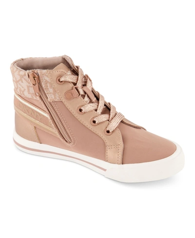 Shop Dkny Little Girls Hannah Elastic Sneakers In Taupe