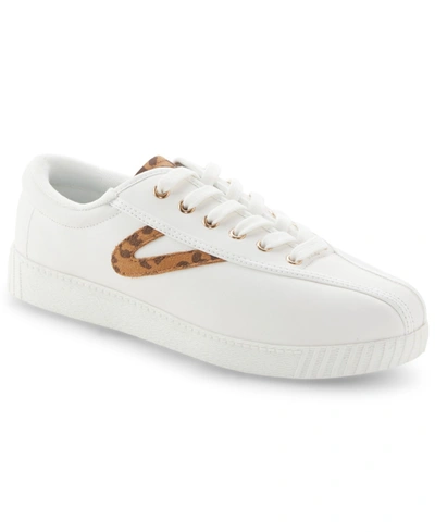 Shop Tretorn Women's Nylite Plus Leather Sneaker Women's Shoes In White/leopard