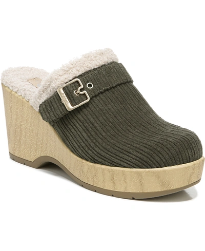 Shop Dr. Scholl's Original Collection Women's Pixie Clog Mules In Olive Corduroy Fabric