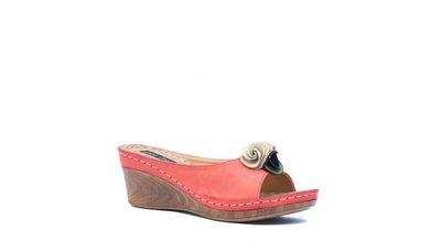 Gc Shoes Women's Sydney Rosette Wedge Sandals In Coral