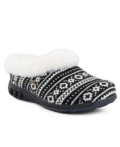 Shop Therafit Women's Adele Cozy Knit Comfort Slipper Women's Shoes In Black/white