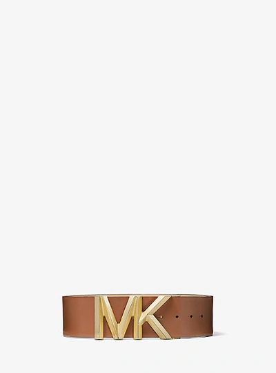 Shop Michael Kors Logo Leather Waist Belt In Brown