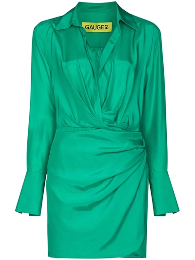 Shop Gauge81 Naha Long-sleeve Minidress In Green