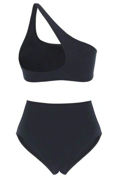 Shop Off-white One Shoulder Bikini Set With Logo In Black