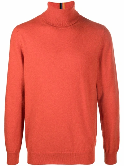 Shop Paul Smith Roll Neck Cashmere Jumper In Brown