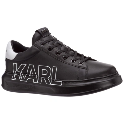 Shop Karl Lagerfeld Men's Shoes Leather Trainers Sneakers  Kapri In Black