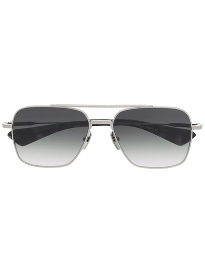 Shop Dita Eyewear Flight-seven Square Pilot-frame Sunglasses In Silver
