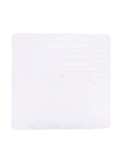 Shop Balmain Knitted Blanket In White