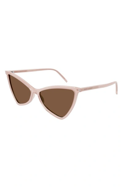 Shop Saint Laurent Jerry 58mm Cat Eye Sunglasses In Nude