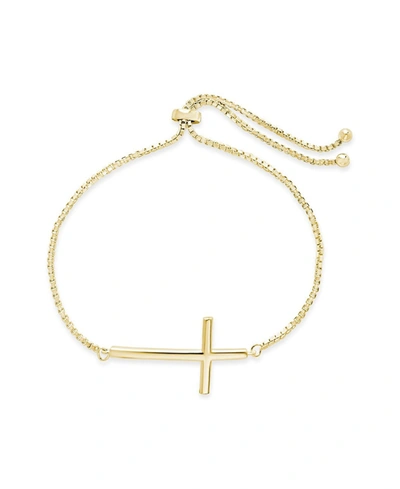 Shop Sterling Forever Women's Polished Cross Bolo Bracelet In K Gold Plated