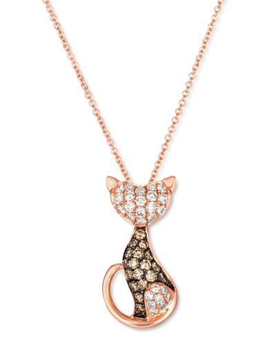 Le Vian Nude Diamond (1/3 Ct. T.w.) & Chocolate Diamond (1/4 Ct. T.w.) Cat Necklace In 14k Rose Gold, 18" + In Rose Gold