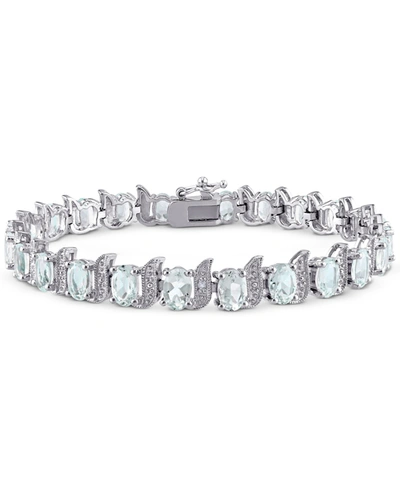 Shop Macy's Peridot (11-1/4 Ct. T.w.) & Diamond Accent S Link Bracelet In Sterling Silver (also In Green Quartz, In Aqua