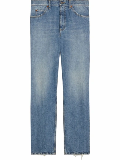 Gucci Straight Leg Cotton Denim Jeans In Blue | ModeSens