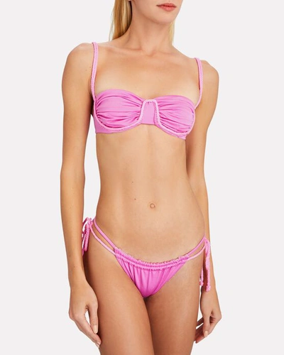 Shop Baobab Lula Ruched Bikini Top In Pink