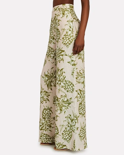 Shop Zimmermann Pineapple Linen Wide-leg Pants In Multi