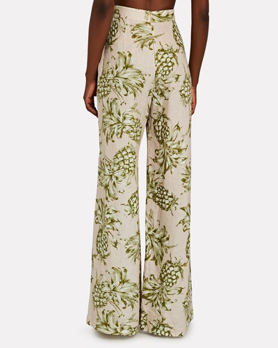 Shop Zimmermann Pineapple Linen Wide-leg Pants In Multi