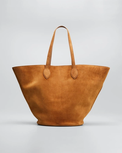 Shop Khaite Osa Medium Calf Suede Shopper Tote Bag In Caramel