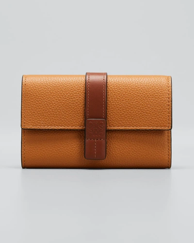 Shop Loewe Small Trifold Flap Leather Wallet In Caramel/pecan