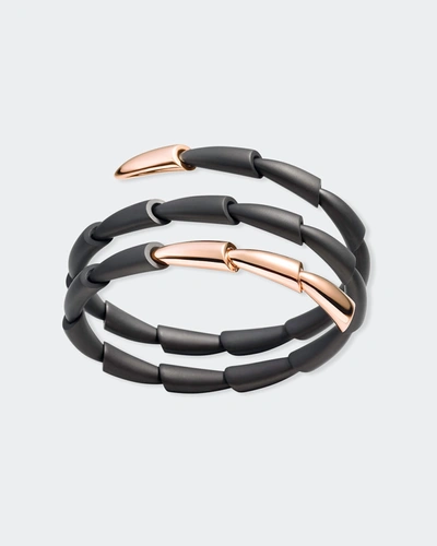 Shop Vhernier Calla Media Bracelet In Black Titanium And Pink Gold