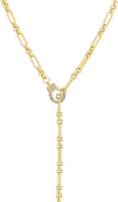 Shop Luv Aj The Pave Clasp Lariet In Metallic Gold
