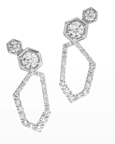 Shop A. Link 18k White Gold Pav&eacute; And Luminous Diamond Drop Earrings