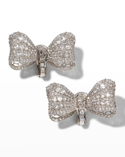 Shop Staurino 18k White Gold Couture Diamond Bow Earrings