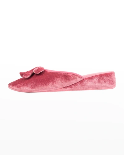 Shop Patricia Green Bardot Velvet Slippers In Rose Pink