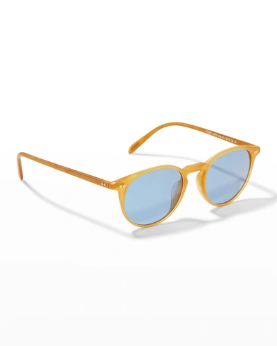 Shop Oliver Peoples Men's Riley 49mm Sunglasses In Amber